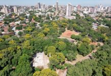 Vista area del Parque Caballero en Asunción